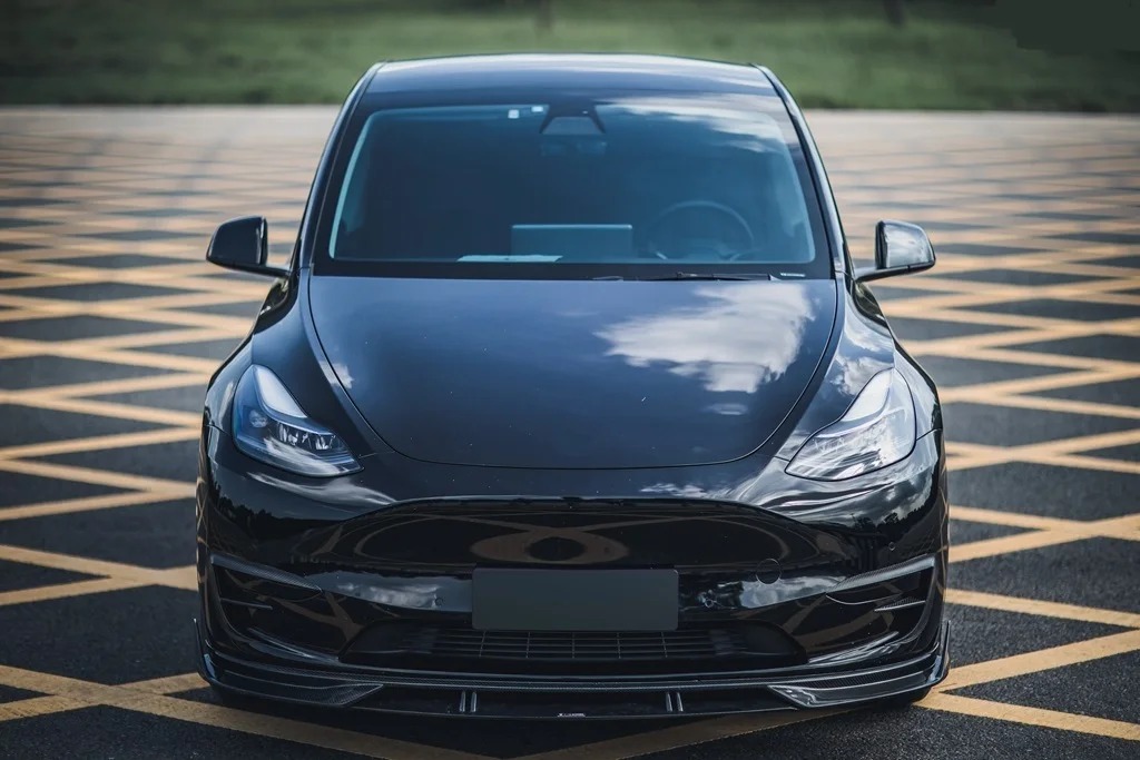 TAKD High Quality Dry Carbon Fiber Car Front Bumper Front Lip Chin for  Model Y 2021-2023 Front Splitter